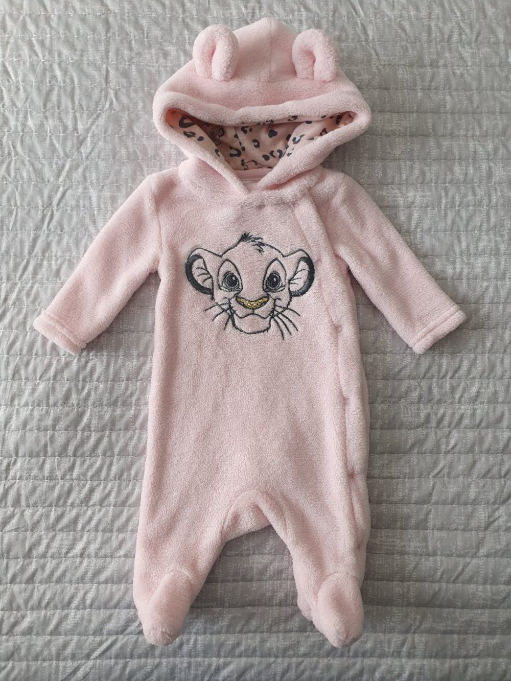 Disney Lion King Nala Pink Fleece Hooded Romper - Newborn